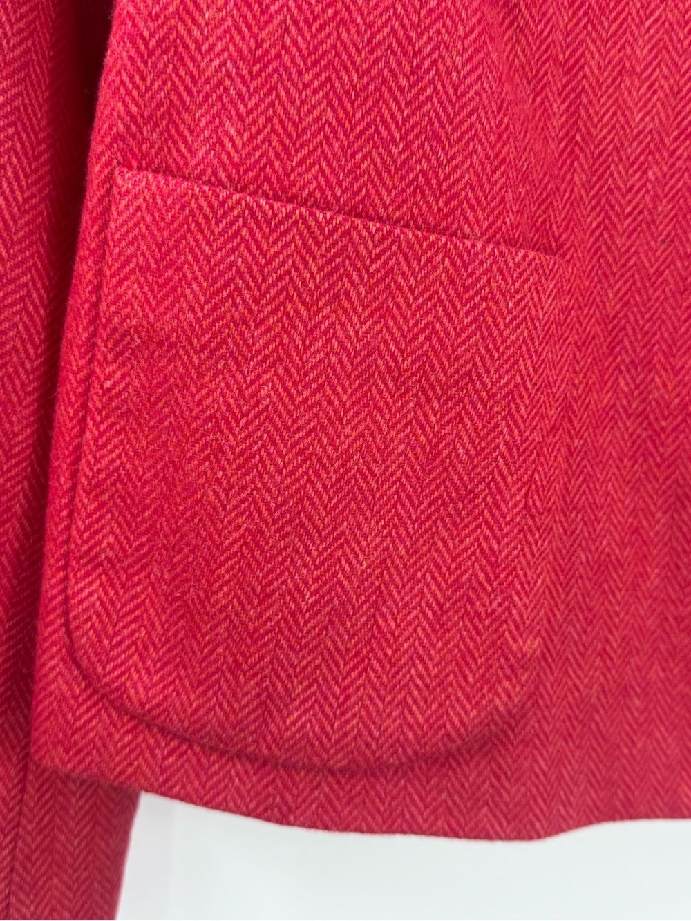 J.Crew Y2K Fiona Wool Herringbone Ruffle Jacket Rhubarb Red Size 6 FA08 - Picture 6 of 13